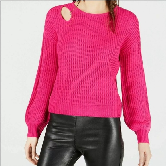 Bar III Sweaters - 🔥BAR III🔥BALLOON-SLEEVE CUTOUT SWEATER PINK BON BON MEDIUM NWT